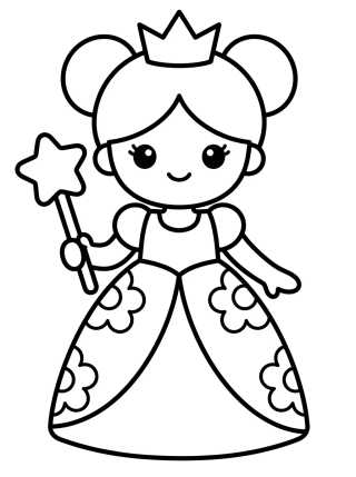 Princesa com Vestido de Flores para colorir Desenho de Princesa com Vestido de Flores para colorir e imprimir grátis