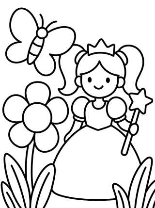 Princesa no Jardim de Flores para colorir Desenho de Princesa no Jardim de Flores para colorir e imprimir grátis