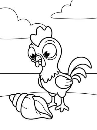Hei Hei Confuso com uma Concha para colorir Desenho de Hei Hei Confuso com uma Concha para colorir e imprimir grátis