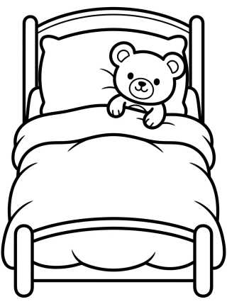 Caminha Fofa com Ursinho de Pelúcia para colorir Desenho de Caminha Fofa com Ursinho de Pelúcia para colorir e imprimir grátis