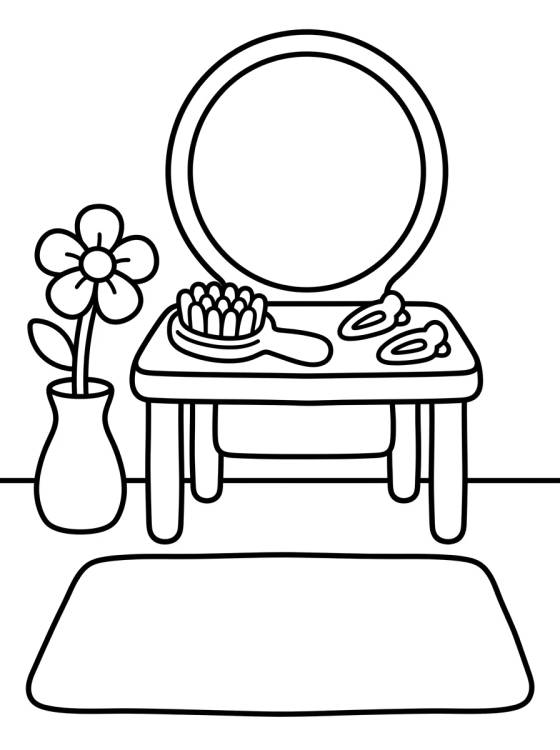 Penteadeira Aconchegante com Espelho para colorir Desenho de Penteadeira Aconchegante com Espelho para colorir e imprimir grátis