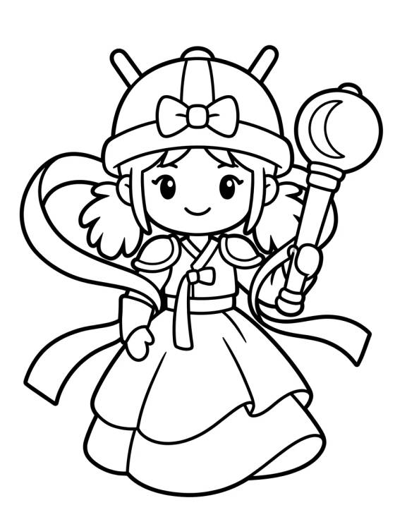 Hanbok Moderno de Guerreira para colorir Desenho de Hanbok Moderno de Guerreira para colorir e imprimir grátis