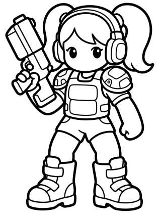 Look Cyberpunk de Combate para colorir Desenho de Look Cyberpunk de Combate para colorir e imprimir grátis