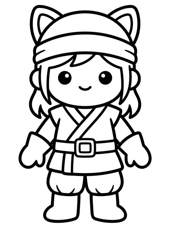 Traje Ninja K-Pop com Tiara para colorir Desenho de Traje Ninja K-Pop com Tiara para colorir e imprimir grátis