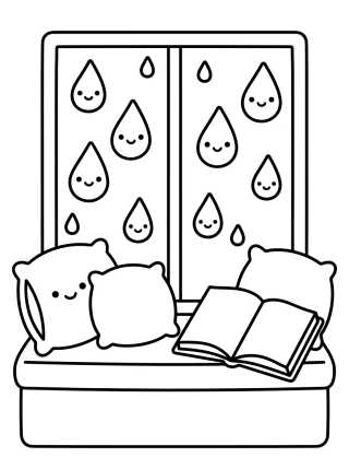 Cantinho da Janela com Chuva para colorir Desenho de Cantinho da Janela com Chuva para colorir e imprimir grátis