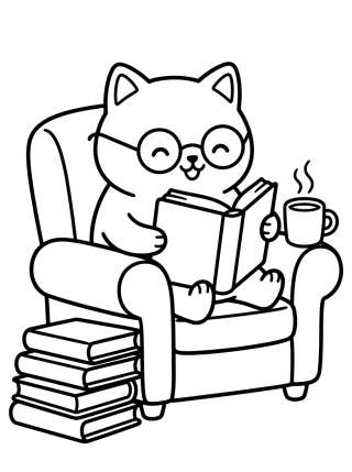 Coleção de desenhos para colorir: Sala e Leitura Aconchegante