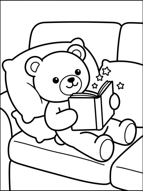 Ursinho Lendo no Sofá para colorir Desenho de Ursinho Lendo no Sofá para colorir e imprimir grátis