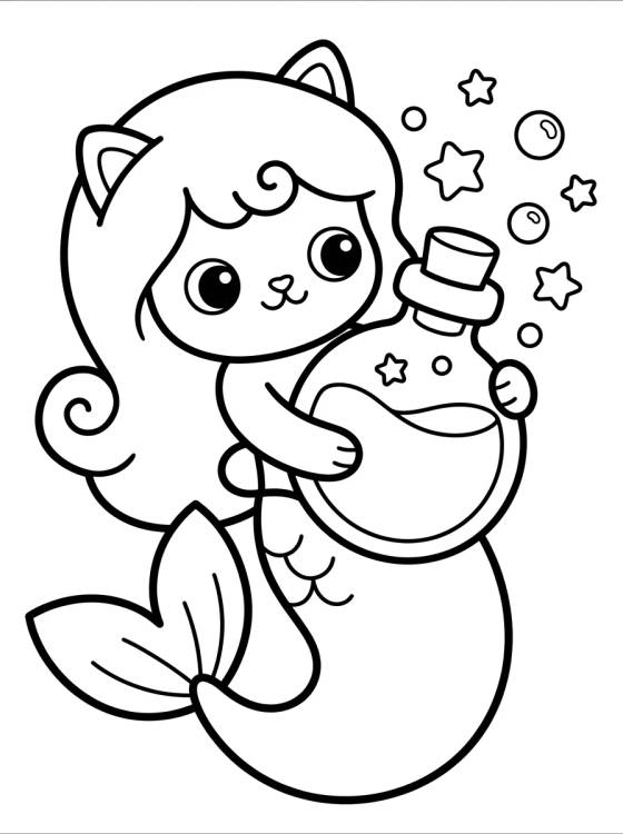 Sereiata com Poção Mágica para colorir Desenho de Sereiata com Poção Mágica para colorir e imprimir grátis