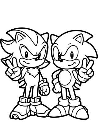 Shadow e Sonic Amigos Fofos para colorir Desenho de Shadow e Sonic Amigos Fofos para colorir e imprimir grátis
