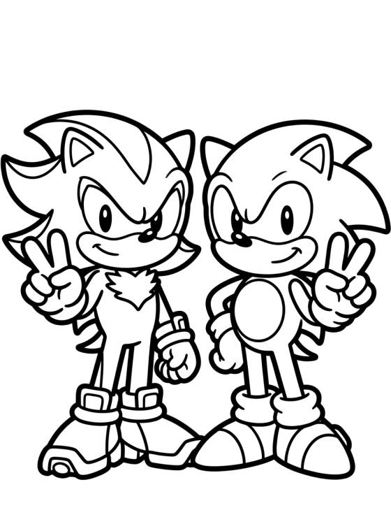 Shadow e Sonic Amigos Fofos para colorir Desenho de Shadow e Sonic Amigos Fofos para colorir e imprimir grátis