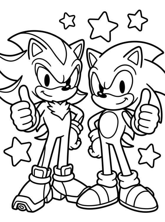Shadow e Sonic Amigos para colorir Desenho de Shadow e Sonic Amigos para colorir e imprimir grátis