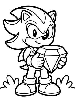 Shadow Segurando uma Esmeralda do Caos para colorir Desenho de Shadow Segurando uma Esmeralda do Caos para colorir e imprimir grátis