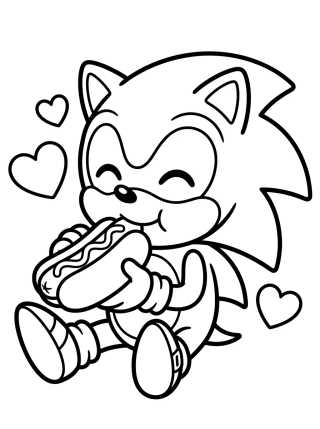 Sonic Comendo Cachorro-Quente para colorir Desenho de Sonic Comendo Cachorro-Quente para colorir e imprimir grátis