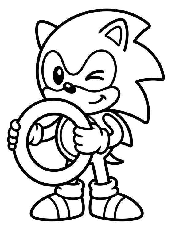 Sonic Segurando Anel Dourado para colorir Desenho de Sonic Segurando Anel Dourado para colorir e imprimir grátis