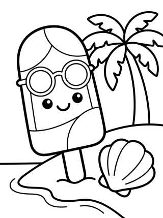 Picolé de Frutas na Praia para colorir Desenho de Picolé de Frutas na Praia para colorir e imprimir grátis