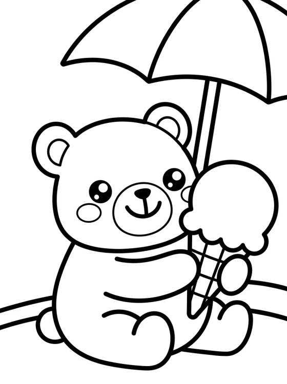 Ursinho Comendo Sorvete no Verão para colorir Desenho de Ursinho Comendo Sorvete no Verão para colorir e imprimir grátis