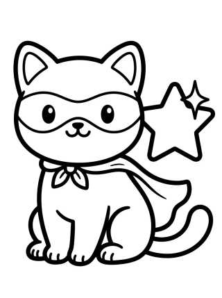 Gatinho Super-Herói Fofo para colorir Desenho de Gatinho Super-Herói Fofo para colorir e imprimir grátis