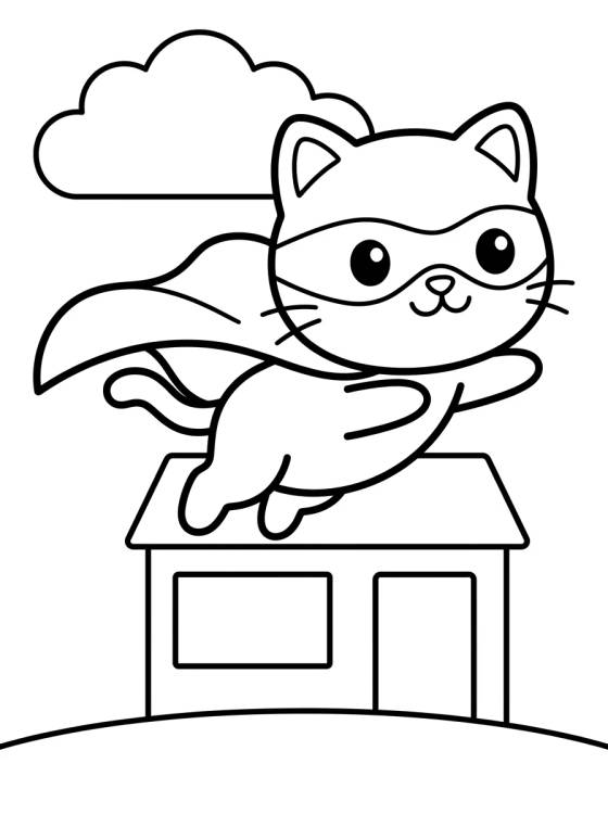 Gatinho Super-Herói Salteador para colorir Desenho de Gatinho Super-Herói Salteador para colorir e imprimir grátis