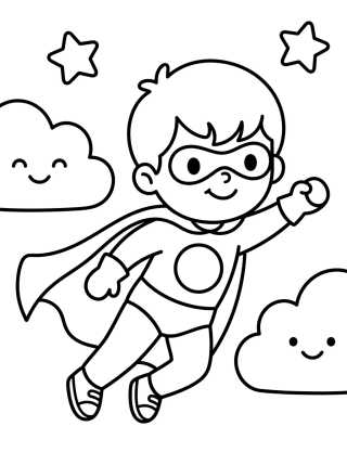 Menino Super-Herói Voador para colorir Desenho de Menino Super-Herói Voador para colorir e imprimir grátis