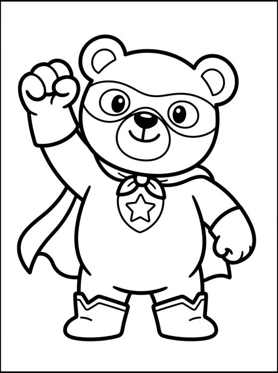 Ursinho Super-Herói para colorir Desenho de Ursinho Super-Herói para colorir e imprimir grátis