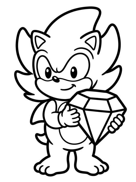 Super Sonic com a Esmeralda do Caos para colorir Desenho de Super Sonic com a Esmeralda do Caos para colorir e imprimir grátis