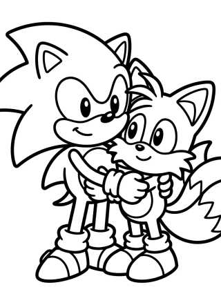 Super Sonic e Tails Fofinhos para colorir Desenho de Super Sonic e Tails Fofinhos para colorir e imprimir grátis