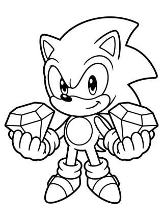 Super Sonic Segurando as Esmeraldas do Caos para colorir Desenho de Super Sonic Segurando as Esmeraldas do Caos para colorir e imprimir grátis