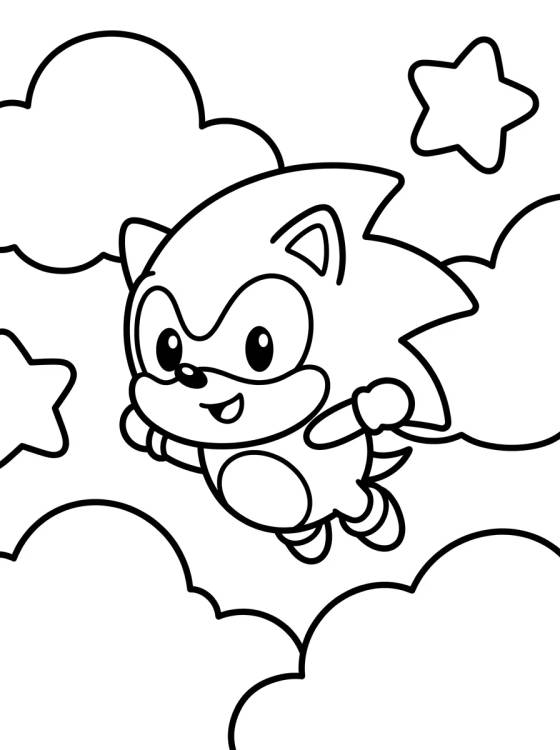 Super Sonic Voando em Estilo Kawaii para colorir Desenho de Super Sonic Voando em Estilo Kawaii para colorir e imprimir grátis