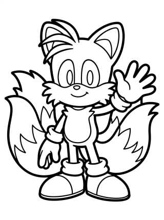 Tails Acenando Feliz para colorir Desenho de Tails Acenando Feliz para colorir e imprimir grátis