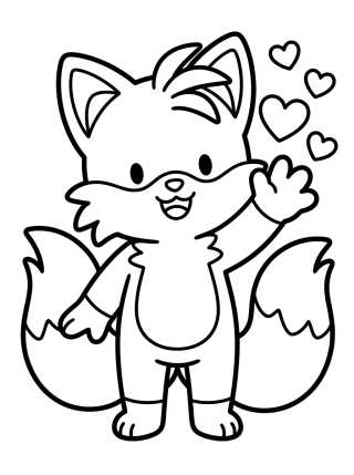 Tails Acenando Feliz para colorir Desenho de Tails Acenando Feliz para colorir e imprimir grátis