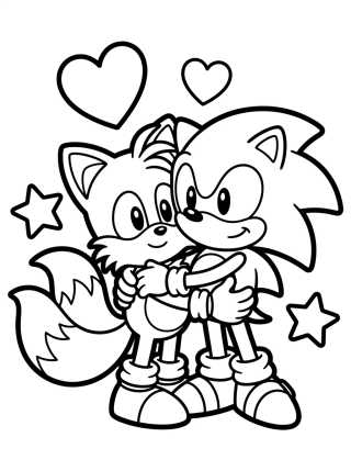 Tails e Sonic Amigos para colorir Desenho de Tails e Sonic Amigos para colorir e imprimir grátis