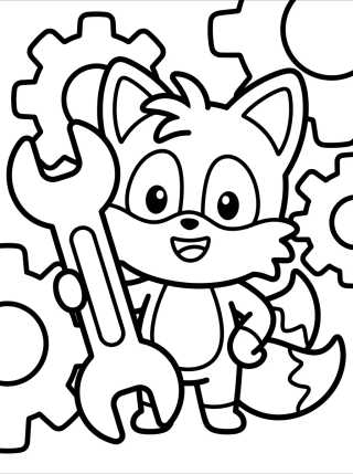 Tails Inventor com Ferramentas para colorir Desenho de Tails Inventor com Ferramentas para colorir e imprimir grátis
