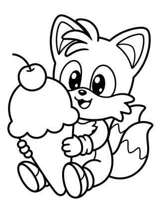 Tails Saboreando um Sorvete para colorir Desenho de Tails Saboreando um Sorvete para colorir e imprimir grátis