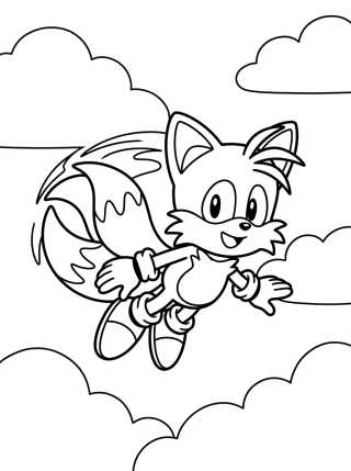 Tails Voando Feliz para colorir Desenho de Tails Voando Feliz para colorir e imprimir grátis