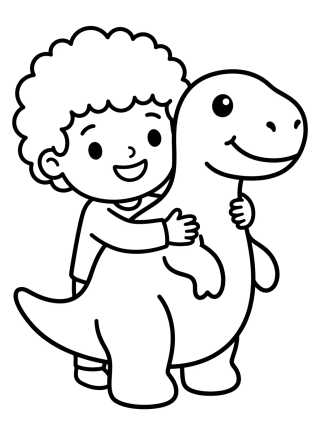Tito Abraçando seu Dinossauro de Brinquedo para colorir Desenho de Tito Abraçando seu Dinossauro de Brinquedo para colorir e imprimir grátis