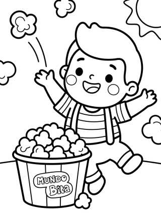 Tito Brincando com Pipoca para colorir Desenho de Tito Brincando com Pipoca para colorir e imprimir grátis