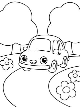 Carrinho Amigo na Estrada para colorir Desenho de Carrinho Amigo na Estrada para colorir e imprimir grátis