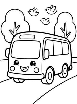 Ônibus de Viagem Sorridente para colorir Desenho de Ônibus de Viagem Sorridente para colorir e imprimir grátis