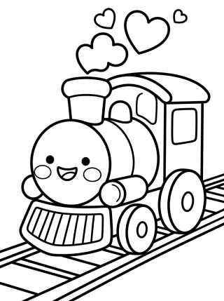 Trem Maria Fumaça Kawaii para colorir Desenho de Trem Maria Fumaça Kawaii para colorir e imprimir grátis