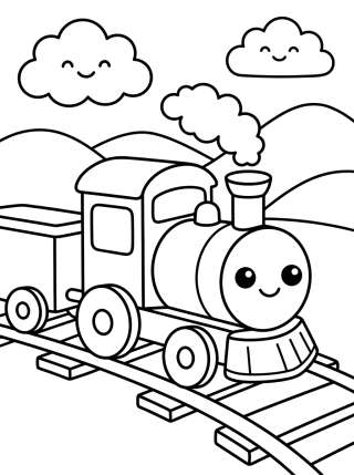 Coleção de desenhos para colorir: Trem e Estrada