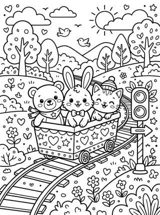 Vagão de Trem com Bichinhos Fofos para colorir Desenho de Vagão de Trem com Bichinhos Fofos para colorir e imprimir grátis