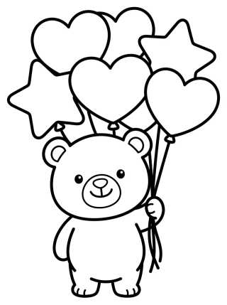 Ursinho Bobbie com Balões para colorir Desenho de Ursinho Bobbie com Balões para colorir e imprimir grátis