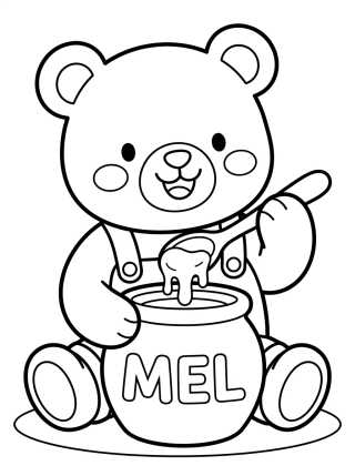 Ursinho Bobbie Comendo Mel para colorir Desenho de Ursinho Bobbie Comendo Mel para colorir e imprimir grátis