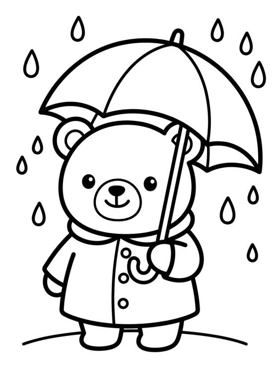 Ursinho Bobbie de Guarda-Chuva para colorir Desenho de Ursinho Bobbie de Guarda-Chuva para colorir e imprimir grátis
