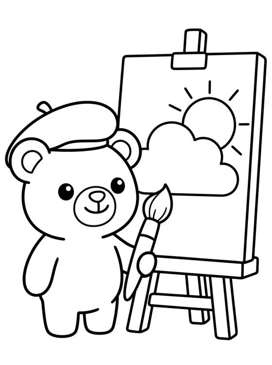 Ursinho Bobbie Pintor para colorir Desenho de Ursinho Bobbie Pintor para colorir e imprimir grátis