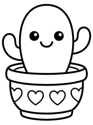 Coleção de desenhos para colorir: Vasos e Plantinhas Kawaii