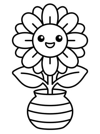 Vaso com Girassol Radiante para colorir Desenho de Vaso com Girassol Radiante para colorir e imprimir grátis
