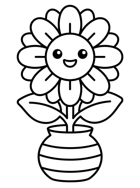 Vaso com Girassol Radiante para colorir Desenho de Vaso com Girassol Radiante para colorir e imprimir grátis