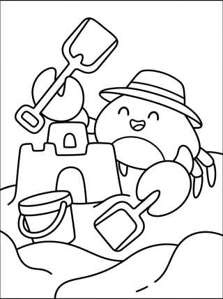 Caranguejinho Brincando na Areia para colorir Desenho de Caranguejinho Brincando na Areia para colorir e imprimir grátis
