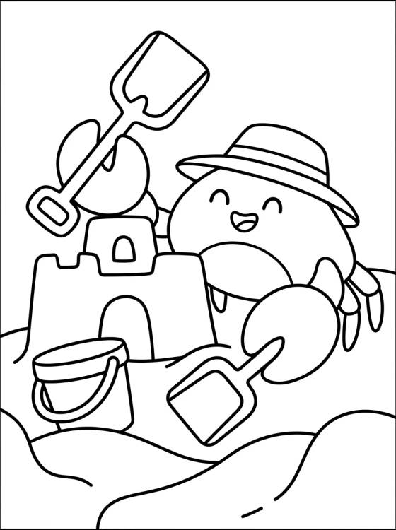 Caranguejinho Brincando na Areia para colorir Desenho de Caranguejinho Brincando na Areia para colorir e imprimir grátis